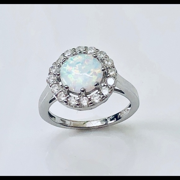 Silver Opal Promise Ring Engagement Ring - Picture 4 of 5